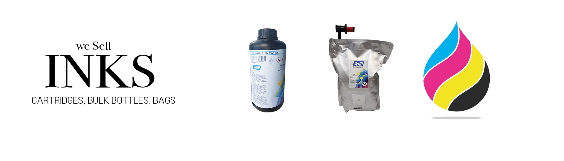 We Sell inks for large format roll to roll and flatbed printers